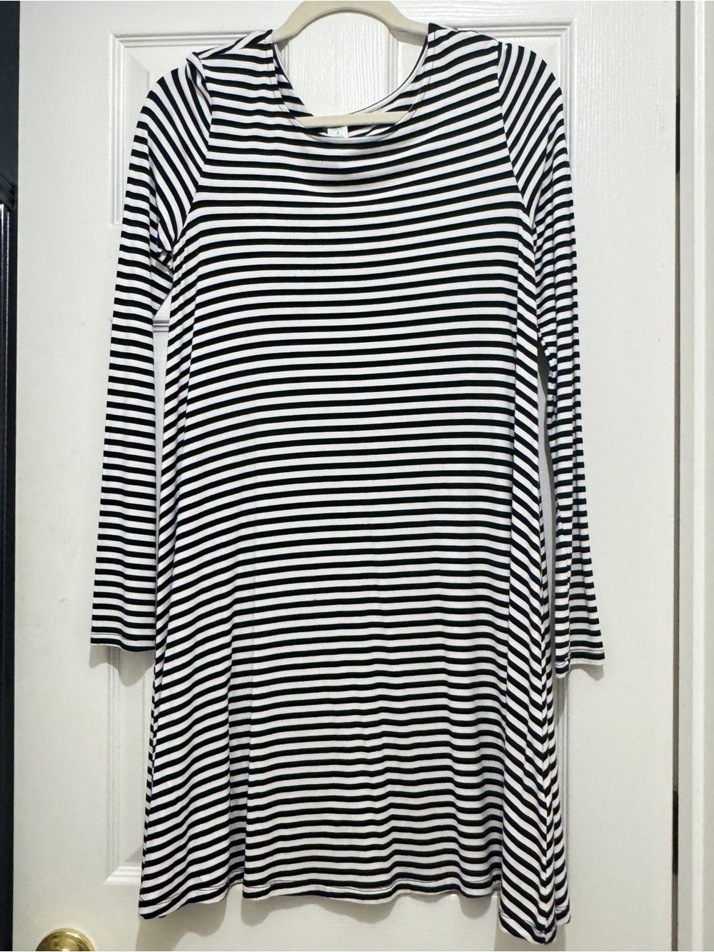 Old Navy Black and White Striped Long-Sleeve A-Line Dress